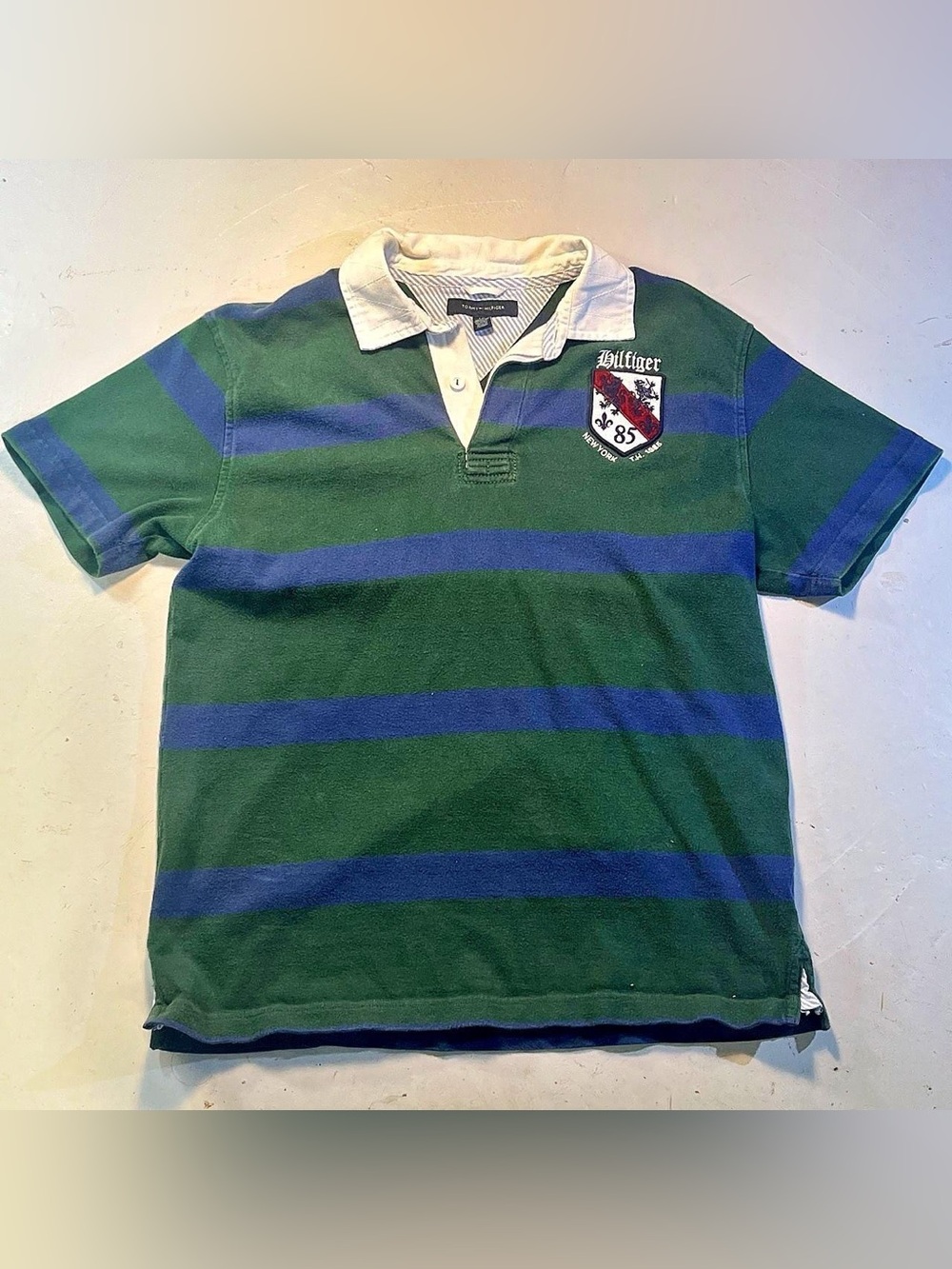 Y2K Tommy Hilfiger Big Embroidered Green Polo Size L